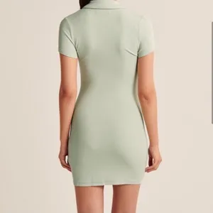Abercrombie & Fitch Button Down Ribbed Fitted Polo Dress in Green - Size XS thumbnail 4