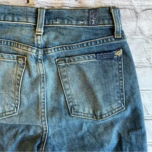 7 For All Mankind Cropped Jeans Button Fly 23 Womens Boho Festival thumbnail 7