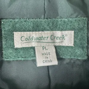 Coldwater Creek Emerald Green Suede Leather Jacket Petite Large Floral Buttons thumbnail 5