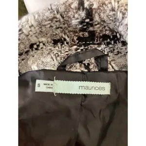 Maurices Womens Black White Brown Plaid Belted Pea Coat‎ Jacket Size S Small thumbnail 6