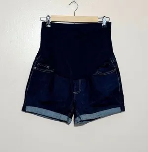 SALE! Dark Wash Time and Tru Maternity Full Panel Shorts Size M (8-10) EUC thumbnail 1