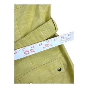 Sharagano Women Laurel Leaf Yellow Zip Front Safari Belted Dress Size 10 Utility thumbnail 3