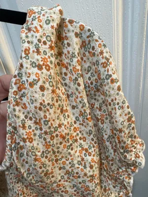 Aerie Floral Smocked Puff Sleeve Crop Top Size XL thumbnail 3