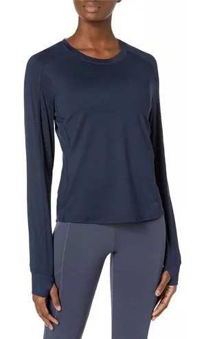 NWT Spalding Plus Size Active Fitted Long Sleeve Sport Shirt Navy Blazer Blue 1X thumbnail 1