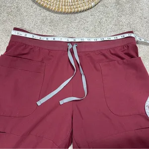 Figs Women’s Nepal Skinny Scrub Pants Pull On Limited Edition in Burgundy XL thumbnail 11