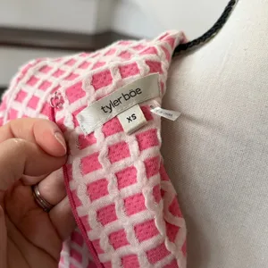 Tyler Boe Pink & White Window Pane Check Plaid 60s Knee Length Shift Dress thumbnail 5
