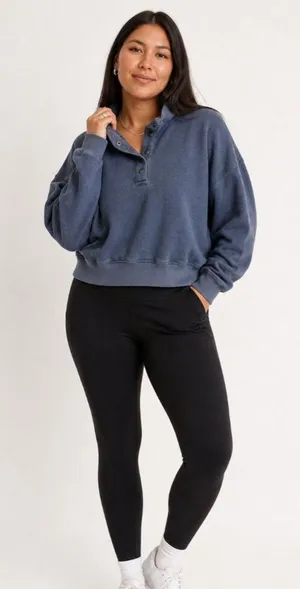 American Eagle Blue Mineral Wash Snap Collar Pullover M thumbnail 1