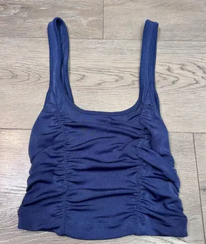 Urban Outfitters Navy Blue Ruched Tank Top Sleeveless Scoop Neck Crop Top Medium thumbnail 1