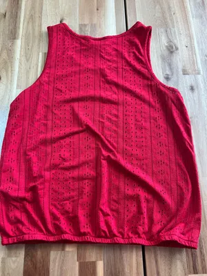 Ariat Smith Silvis Tank Top Red Eyelet Western Sleeveless Blouse Medium thumbnail 4