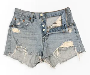 Levis 501 Original High Rise Distressed Denim Shorts‎ Light Wash W25 Booty Party thumbnail 1