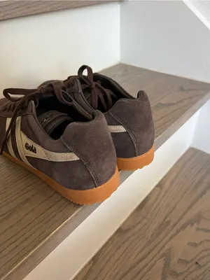 Gola Anthropologie Harrier Mirror Suede Sneakers in Mocha / Gold / Gum NWOB thumbnail 5