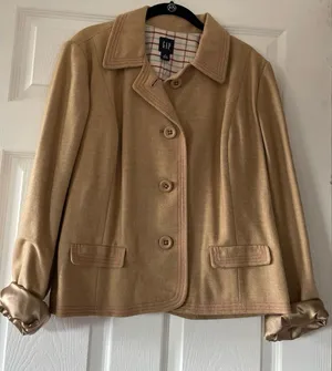 Gap Women's Wool Coat‎ Short Waist Jacket Size XL Camel Khaki/Tan thumbnail 1