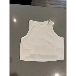 OFFLINE‎ by Aerie Ribbed Racerback Crop Tank Top Ivory XL TG thumbnail 2