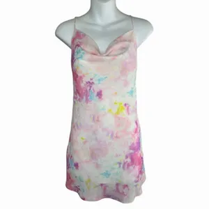 Revolve RESA Teenie Mini Dress Cotton Candy Tie Dye‎ XS Cowl Neck Tie Straps NEW thumbnail 3