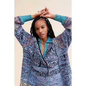 FREE PEOPLE‎ Seasons Of Sun Mini Collared Pullover Knit Sweater Dress Small thumbnail 5