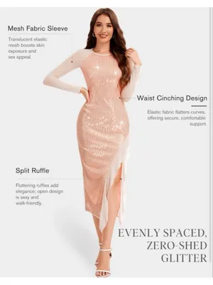 NEW Pink Sparkly Sleeves Cocktail Semi Formal Prom Dress XL thumbnail 6