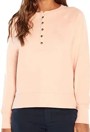 Gap women's henley pullover sweatshirt peachy pink Melba size medium preloved thumbnail 1