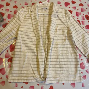 Liz Claiborne Stripped White Lightweight Blazer Jacket thumbnail 1