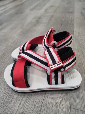 Hunter Women's Adjustable Striped Sandals UK 6 US size 8 Red/White/Black thumbnail 2