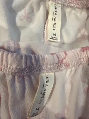 Laura Ashley Women M Pajama Pants Shorts Set Pink Bow Print Coquette Lounge thumbnail 5