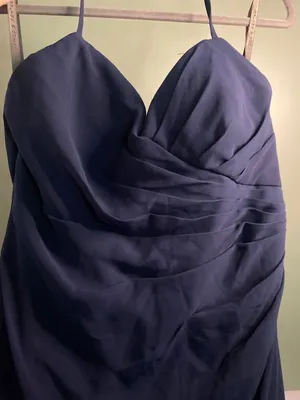 Gather & Gown Size 12 Navy Formal Gown Sweetheart Ruched Chiffon Wedding Guest thumbnail 3