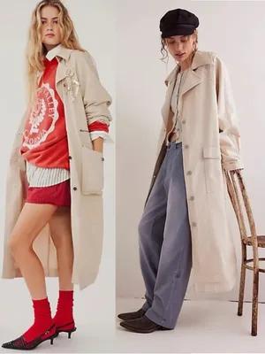 Free People Perry Military Duster Trench Coat in French Oat Grunge Denim Medium thumbnail 2