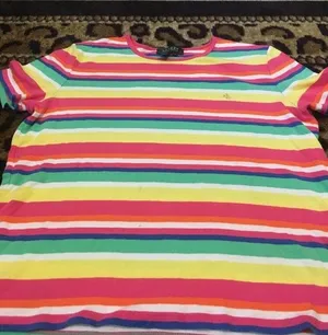 Lauren Ralph Lauren Women's Large Top Multicor lStriped Short Sleeve Shirt thumbnail 1