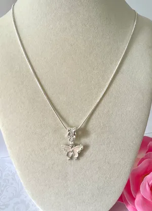Pink Butterfly Necklace (65) Silver thumbnail 1