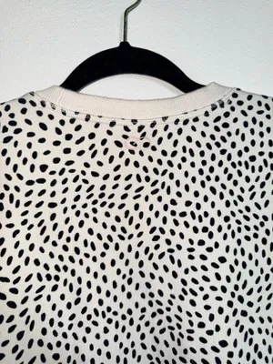 Calia by Carrie Cream & Black Dotted Sweatshirt Crew Neck Relaxed Fit thumbnail 7