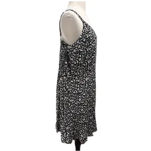 Old Navy Women's XL Cami Dress Tan Black Fit & Flare Linen Animal Print New thumbnail 4