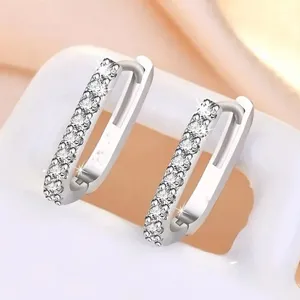 925 Sterling Silver Crystal Zirconia Edged Hoop Earrings for Daily Wear thumbnail 1