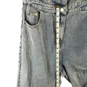 The Post Strapless Denim Jumpsuit S Light Wash Button Front Wide Leg‎ Y2K thumbnail 8