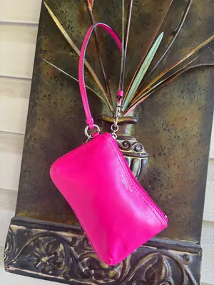 COACH Hot Pink Leather Wristlet Clutch thumbnail 3