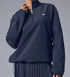 Alo Yoga Light Weight Takeaway Track Pullover Navy M thumbnail 1