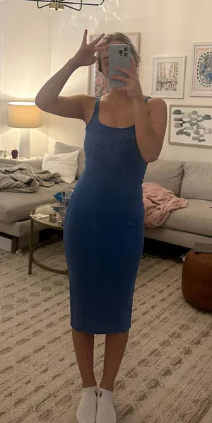 Blue Midi Bodycon Dress Size XS thumbnail 2