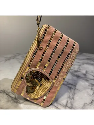 Y2K Juicy Couture Velvet Wristlet Handbag Wallet Pink Rose Gold Valentines Day thumbnail 9