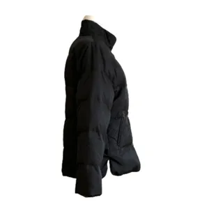 Talbots Puffer Coat Jacket Black Reversible Brown Down Puffer Medium Petite thumbnail 6