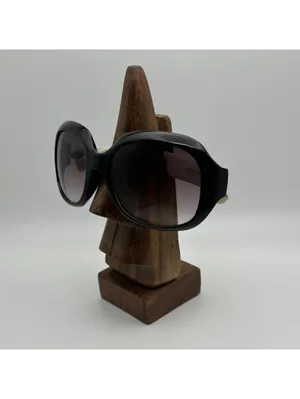 Steve Madden Oversized Black Square Sunglasses with Cream Temples thumbnail 2