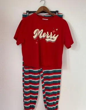 Mighty Fine Red and Green Christmas Pajama Set thumbnail 1