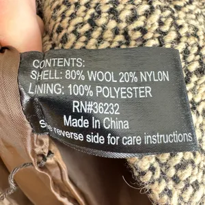 Giacca‎ Wool Blend Tan Brown Long Length Collared Tweed Pea Coat Size M+ thumbnail 5