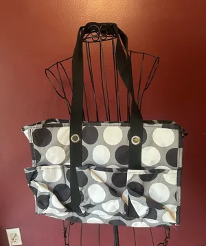 thirty-one Black and White Large Polka Dot Tote thumbnail 1