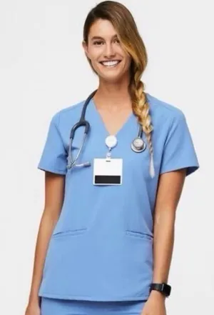 FIGS Clothing Casma Three-Pocket Scrub Top in Ceil Blue size XXS thumbnail 1