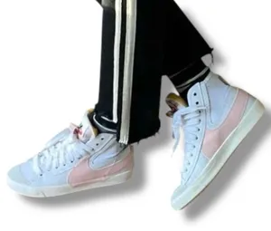 Nike Blazers Mid 77 Pink and White Sneakers Athletic Trainers Shoes 8 thumbnail 1