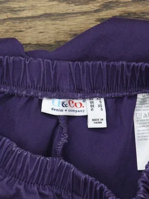 Denim & Co. Waist Stretch Regular Side Pocket Pants Deep Grape Purple XS thumbnail 3