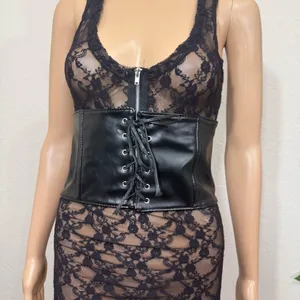 Black Faux Leather Corset New thumbnail 1