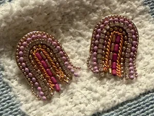 Colorful Beaded Earrings Pink thumbnail 1