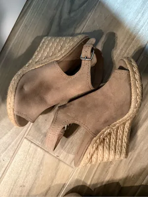Merona Taupe Suede Open-Toe Espadrille Wedges thumbnail 4