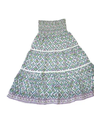 NWT Bell Alicia Bell Mandy Maxi in Floral Cotton Silk Voile Blockprint Skirt L thumbnail 3