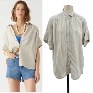 J. Crew Relaxed-fit short-sleeve Baird McNutt Irish linen shirt Beige XL Tall‎ thumbnail 2