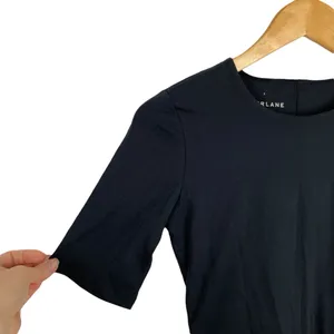 New Everlane The Short-Sleeve Crew Neck Bodysuit Black Thong Size Small thumbnail 3